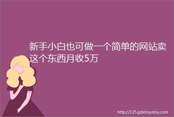 新手小白也可做一个简单的网站卖这个东西月收5万